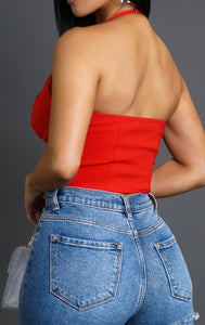 Women’s Red Deep V Cami Crop Top | Sexy Fitted Waist Tank