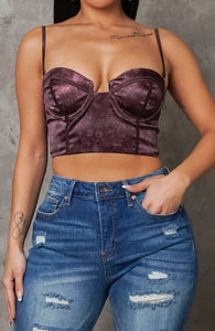 Women’s Satin Push-Up Cami Crop Top | Glossy Bustier-Style Tank